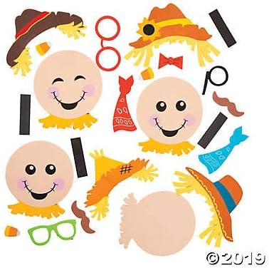 Fun Express Scarecrow Head Magnet Craft Kit - Makes 12 - Fall Crafts for Kids