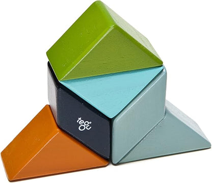 6 Piece Tegu Pocket Pouch Prism Magnetic Wooden Block Set, Nelson