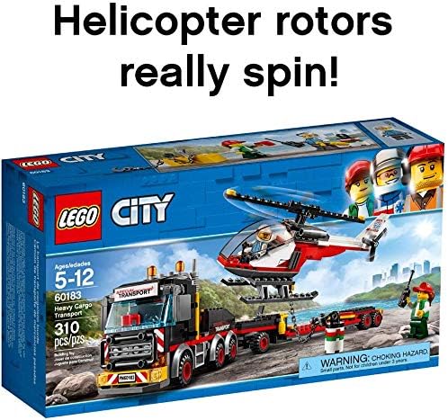 EGO City Heavy Cargo Transport 60183 Toy Truck Building Kit with Trailer, Toy Helicopter and Construction Minifigures for Creative Play (310 Pieces)