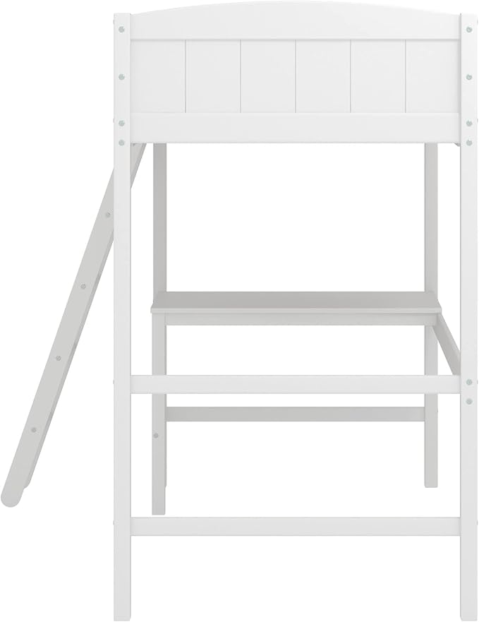 Hillsdale Alexis Contemporary Wood Arch Twin Size Loft Bed with Desk, White