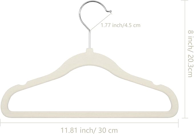GoodtoU Kids Velvet Hangers,30 Pack Baby Hangers for Closet Non Slip Velvet Clothes Hangers Coat Hangers for Toddler Children Infant Hanger (Ivory 30Pack)