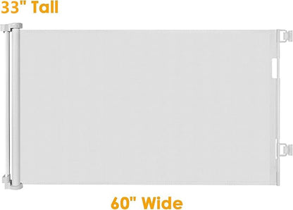60 Inch Retractable Baby Gates Dog Gates for The House 33’’Tall Baby Gates for Doorways Extend up to 60’’Wide Dog Gate for Stairs Retractable Gate Outdoor Gates for Decks Dog Gate Indoor (Light Gray)