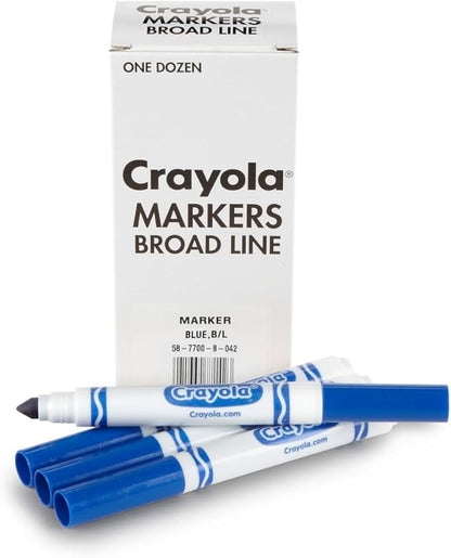 Crayola Washable Markers - Blue (12ct), Kids Broad Line Markers, Bulk Markers for Classrooms & Teachers