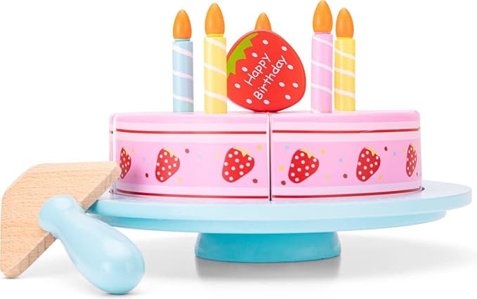 New Classic Toys Wooden Ice Cream Set Pretend Play Toy for Kids Cooking Simulation Educational Toys and Color Perception Toy for Preschool Age Toddlers Boys Girls