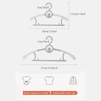 JSF Baby Nursery Closet Hangers, Ultra Thin Non-Slip and Extendable Laundry Infant Pant Hanger for Newborn Clothes 30pcs11-14 Adjustable Children Coat Hanger for Girl Boy Toddler Kids Child