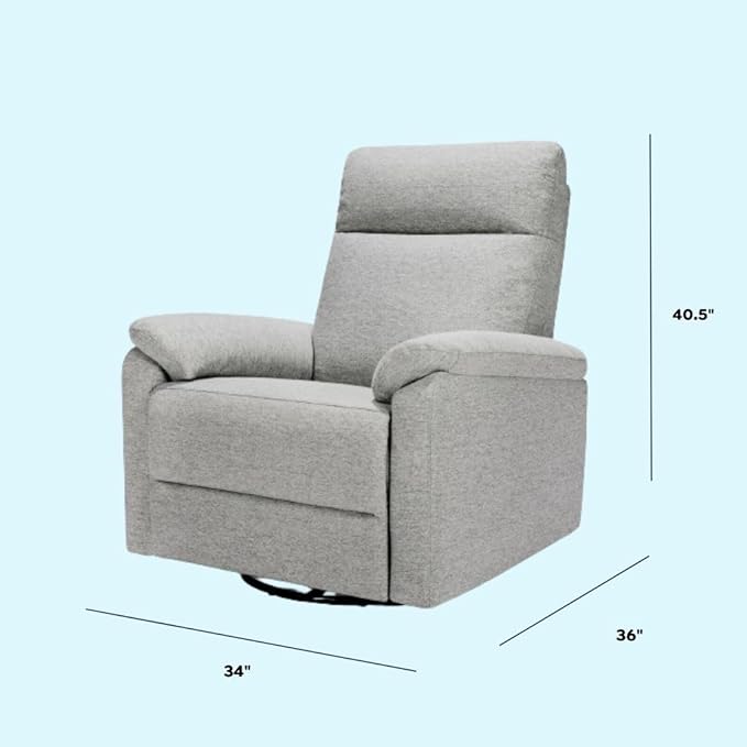 DaVinci Suzy Glider Recliner Nursery Chair - Glider Rocking Chair for Nursery and Living Room - GREENGUARD Gold, FSC & Certi-PUR US Certified - 360° Swivel Rocker Recliner Chair (Frost Grey)
