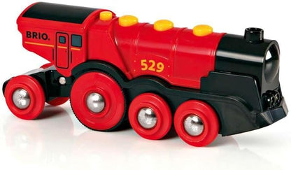 BRIO World 33592 Mighty Red Action Locomotive - Battery Operated Toy Train with Light, Sound Effects | Ideal for Kids Age 3 Compatible with All Tracks and Vehicles