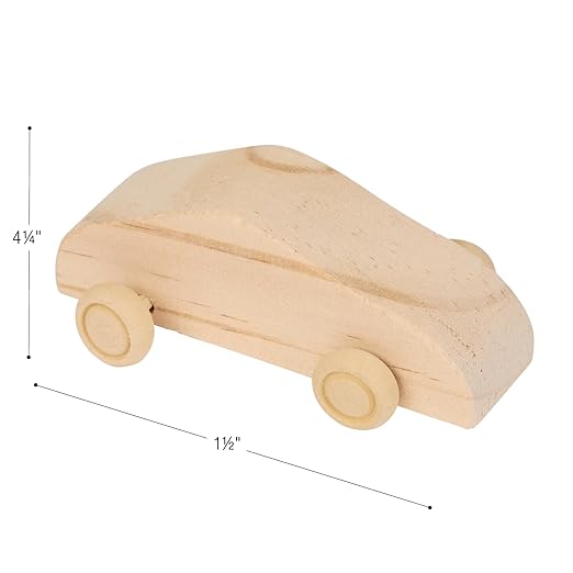 Colorations Wooden Cars, Set of 12, Moving Wheels That Roll, Ready to Paint Cars, DIY Wood Craft Kit, Decorate & Personalize, Craft Project, Wood Kids Craft