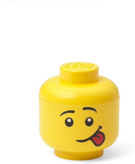 Room Copenhagen, Lego Storage Heads Stackable Storage Container - Buildable Organizational Bins for Kid’s Toys and Accessories - 4.02 x 4.02 x 4.53in - Mini, Silly, Holds 100 Bricks