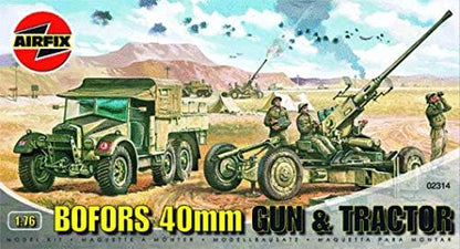 Airfix Vintage Classics Set - A02314V Bofors 40mm Gun & Tractor - Plastic Model Motor Vehicle Kits for Adults & Children 14+, Set Includes 107 Pieces, Sprues & Decals - 1:76 Scale Model Vehicle Set