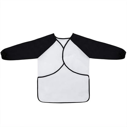 Kids Art Smocks, Painting Apron Artist Smock with Sleeve and 3 Pockets 2 Pack Black/White Set