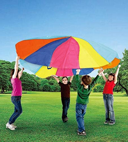 SPINFOX Multicolored Parachute - 6FT, 10FT, 20FT with Handles for Kids Indoor Outdoor Play