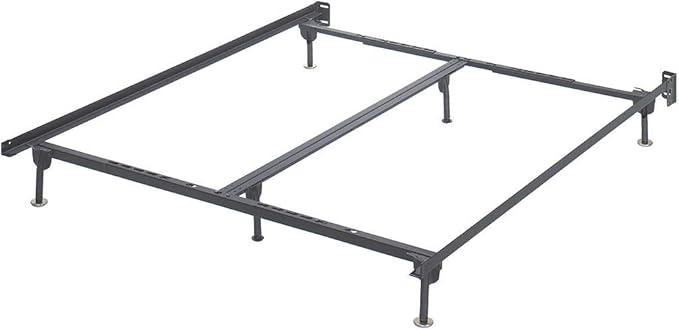 Signature Design by Ashley Adjustable Metal Bolt on Bed Base Frame with Protective Floor Glides, King/California, Black