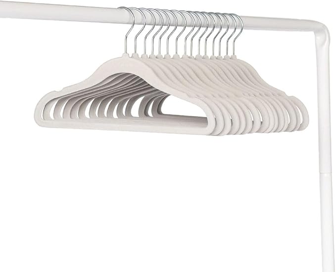 3 Sprouts Velvet Baby Hangers - Non-Slip Hanger for Infant, Toddler, Baby Clothes - Closet Kids Hangers with Slim Design, Nordic Colors, Pack of 30 - Gray