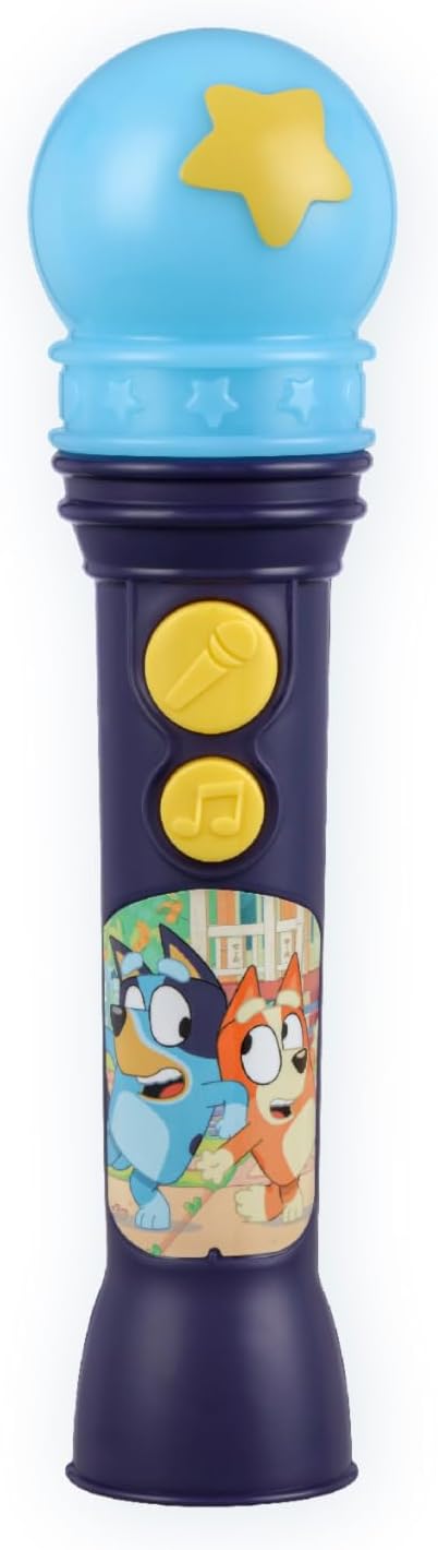 eKids Bluey Microphone Toy for Toddlers, Includes Built-in Music and Lights, Designed for Fans of Bluey Toys