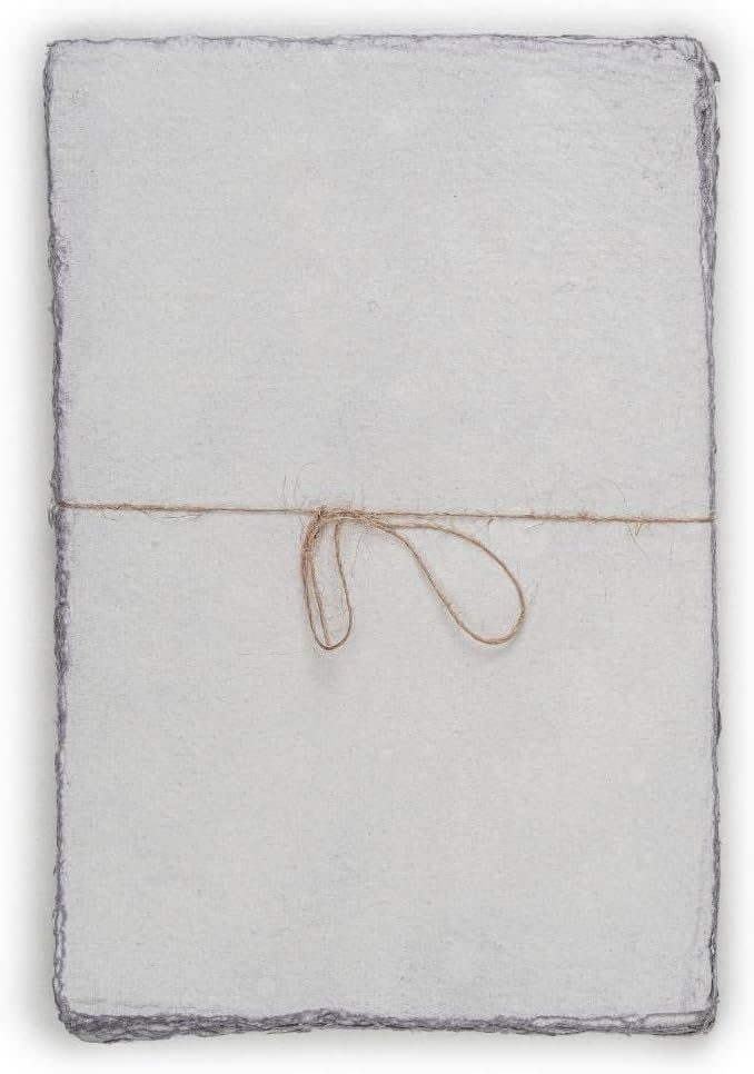 LEATHER VILLAGE Watercolor Paper - 7.5 X 11 inches, 50 Sheets - Mixed Media Watercolor Paper - 150 GSM Thick Deckle Edge Virgin Cotton Handmade Paper - Grey Toned