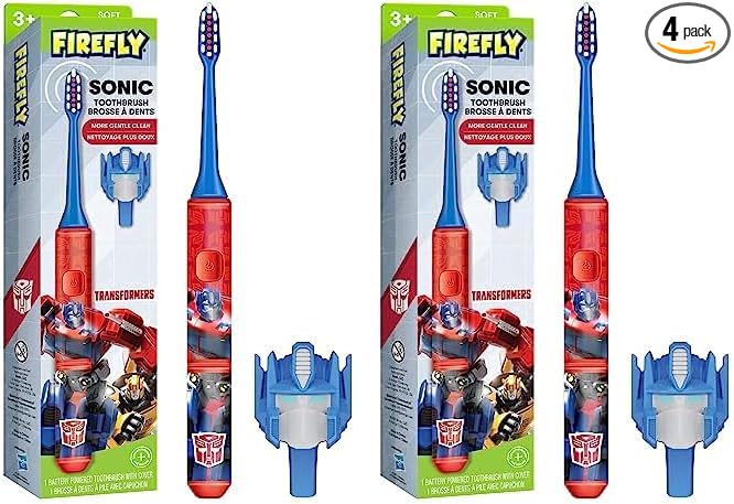 FIREFLY Transformers Sonic Toothbrush with 3D Cover, Soft, Ages 3+ (Pack of 2)