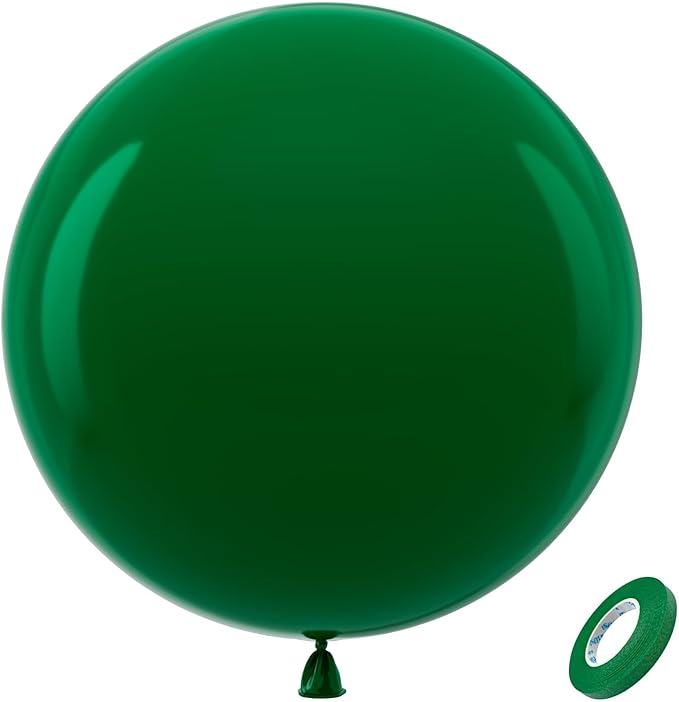 Bezente Dark Green Giant Balloons 36 Inch - 8 Pack Jumbo Green Balloons Large Round Emerald Green Latex Balloons for Bridal Shower Christmas St. Patrick's Day Jungle Safari Theme Party Decorations
