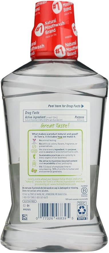 Tom's of Maine Children's Anticavity Fluoride Rinse Mouthwash, Silly Strawberry, 16 Fl Oz (Pack of 6) (Packaging May Vary)