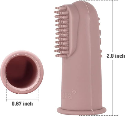 haakaa Silicone Baby Finger Toothbrush, Oral Care for Infants&Babies&Toddlers&Kids, Soft Food Grade Silicone, 0 Months+, 2 Pack, Blush