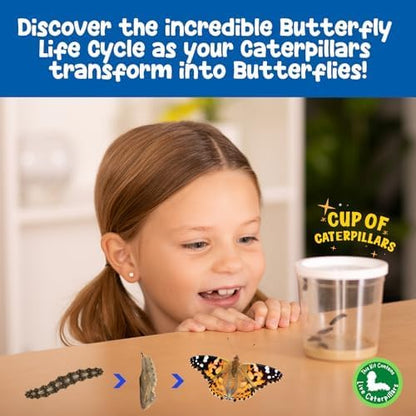 Insect Lore Butterfly Garden As Seen On TV | Butterfly Kit with Live Caterpillars | 10 Live Baby Caterpillars, Reusable Habitat, STEM Butterfly Journal & More