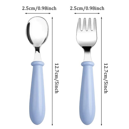 8 Pieces Toddler Utensils, Stainless Steel Toddler Spoons and Forks Kids Silverware Toddler Silverware Set for Safe Dining Baby Utensils (4 Set)