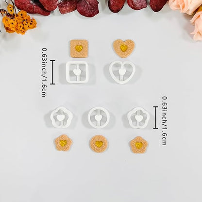 Xaekicr Heart Center Polymer Clay Cutters – 5 Shapes Clay Earring Cutters Set for DIY Jewelry – Polymer Clay Tools for Earrings & Crafts – Cute Clay Cutter Set for Valentine & Gift Projects