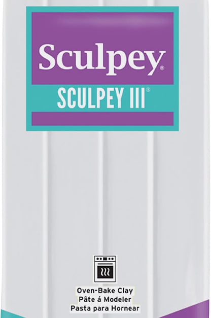 Sculpey III Polymer Oven-Bake Clay, White, Non Toxic, 8 oz. bar, great for modeling, sculpting, holiday, DIY, mixed media and school projects. Great for kids and beginners!