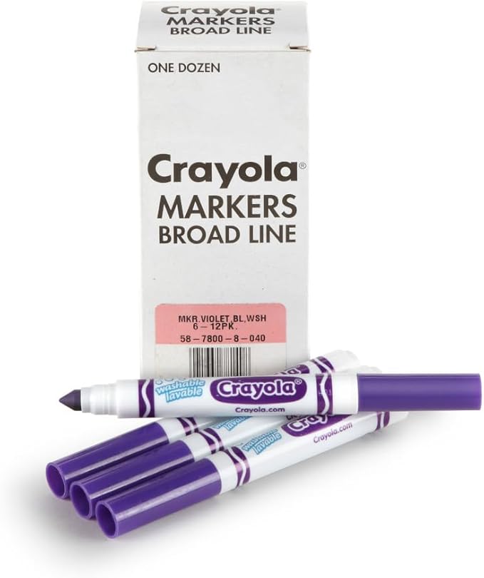 Crayola Washable Markers - Violet Purple (12ct), Kids Broad Line Markers, Bulk Markers for Classrooms & Teachers