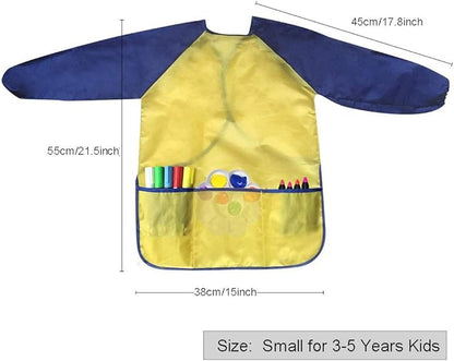 EchoDone 6 Packs Waterproof Children's Art Smock Kids Painting Aprons Long Sleeve with Pocket Baby Smock for Eating 3-5 Years