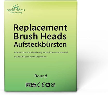 Dada-Tech Baby/Kids Electric Toothbrush Replacement Heads for DT-BB1, DT-K6, SG-513, SG-977 - Pack of 4 (Round)