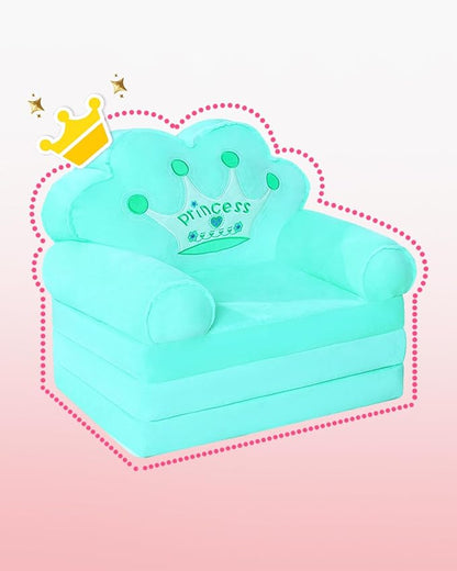MOONBEEKI Kids Couch Fold Out, Foldable Princess Chair for Toddlers 1-3, Sofa Bed for Kids Folding Toddler Bed Lounger Chair for Bedroom, Toddler Couch Bed for Girl