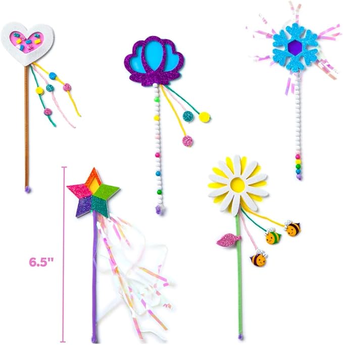 Craft-tastic — Make Your Own Little Magical Wands — Everything Included for 5 Fun DIY Magic Wands Art & Crafts Projects — Ages 4+