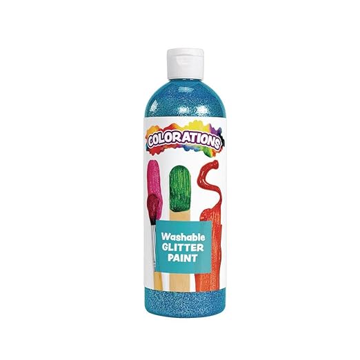 Colorations Washable Glitter Paint, Turquoise, Non Toxic, Vibrant, Bold, Kids Paint, Craft, Hobby, Fun, Art Supplies, 16 oz.