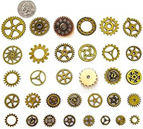 300 Gram Assorted Vintage Antique Steampunk Gears Charms Watch Cog Wheel Sets 5 Color