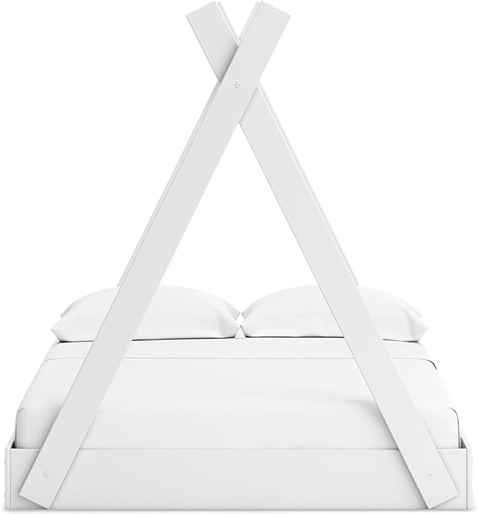 Signature Design by Ashley Hallityn Casual Youth/Toddler Floor Full Tent Bed, No Box Spring Needed, White