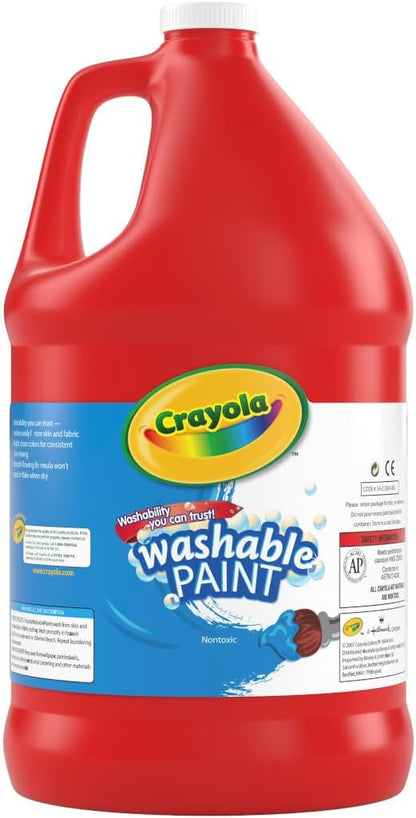 Crayola Washable Red Paint, 1 gallon Size, Painting Supplies in Bulk