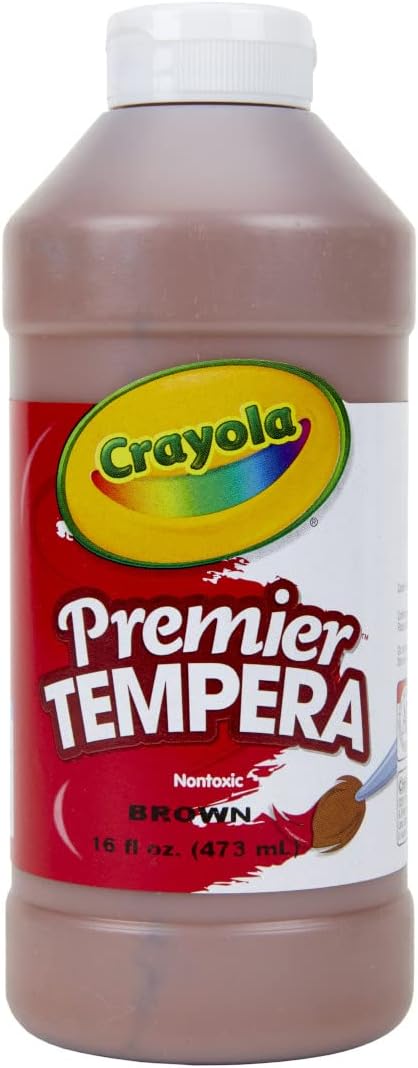 Crayola Premier Tempera Paint For Kids - Brown (16oz), Kids Classroom Supplies, Great For Arts and Crafts, Non Toxic, Easy Squeeze Bottle
