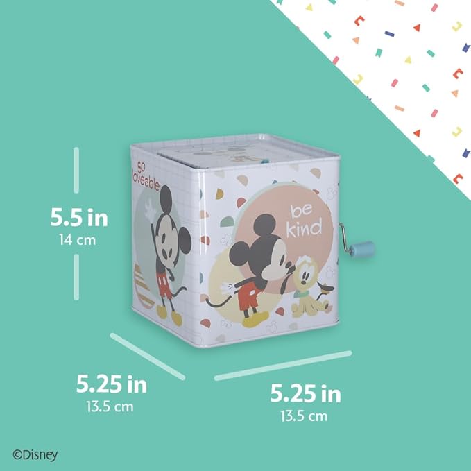 Kids Preferred Disney Baby Mickey Mouse Jack in The Box Musical Toys for Babies and Toddlers, Plays “The Mickey Mouse March” Mickey Springs Out from A Colorful Box