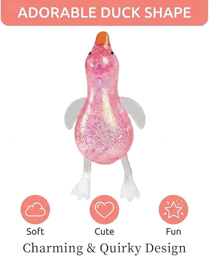 Cute Duck Squishy Stress Ball – Soft Pink Sugar Squishy Fidget Toy, Slow Rising Moldable Sensory Toy for Stress & Anxiety Relief, Relaxing Desk Toy(Pink)