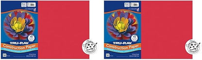 PACON Tru-Ray Sulphite Construction Paper, 12 x 18 Inches, Red, 50 Sheets (102994) (Pack of 2)