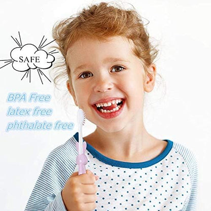 Patelai 12 Pcs Toddler Toothbrush for Age 2+, Children Disposable Manual Toothbrush Bulk with Suction Cup for Upright Storage, Soft Individually Kids Toothbrush Set with Dust Covers