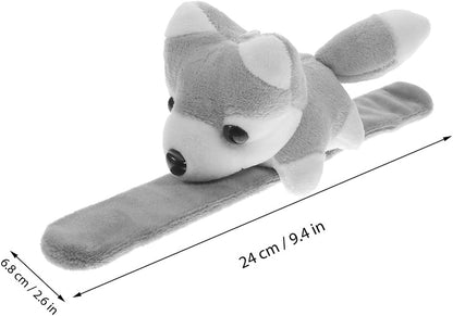 LUOZZY 2 Pcs Dog Stuffed Animal Slap Bracelets for Kids Dog Slap Bracelets Party Favors Baby Stuffed Animal Toys (Gray)