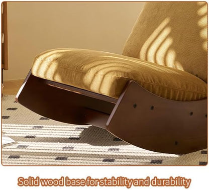 MFFM Comfortable Glider Rocking Chair, Upholstery Glider Chair, Solid Wood Frame, Perfect for Multiple Settings Accent Reading Chair for Bedroom,Living Room,Nursery (Orange)