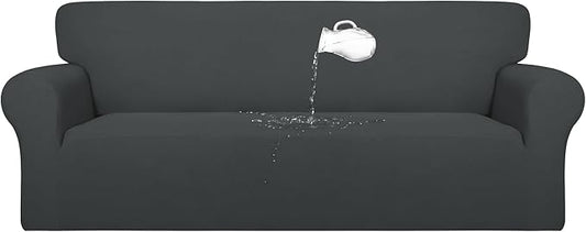 PureFit 100% Dual Waterproof Couch Cover Slipcovers for Couches and Sofas - Stretch Non Slip Fleece Sofa Covers Washable, Leakproof Furniture Protector for Kids, Pets, Dog (Sofa, Dark Gray)