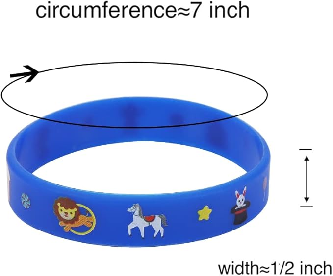 Cleverplay 24 Pack Circus Wristbands Bracelets, Birthday Decoration Carnival Circus Party Favors for Kids