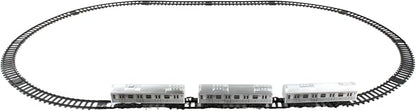 New York MTA New York City 3 Pc. Battery Operated Train Set with Track ,39" X 25",Silver
