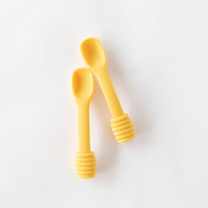 Bumkins Disney Baby Utensil Set, Silicone Trainer Spoons for Dipping, Soft Tip, Self-Feeding, Chew, Baby Led Weaning, First Year Training Supplies, Essentials in Eating, 4 Mos, 2-pk Winnie The Pooh