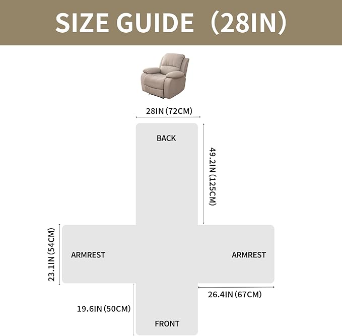 Easehomey 100% Waterproof Recliner Chair Covers, Non Slip Oversized Reclining Cover, Cover Furniture Protector Washable Chair Cover with Pocket,Elastic Straps for Kids,Pets,Dogs(Khaki,28")