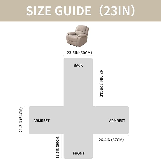 Easehomey 100% Waterproof Recliner Chair Covers, Non Slip Dog Chair Cover Furniture Protector Washable Chair Cover with Pocket, Elastic Straps for Kids,Pets,Dogs (Beige, 23.6")